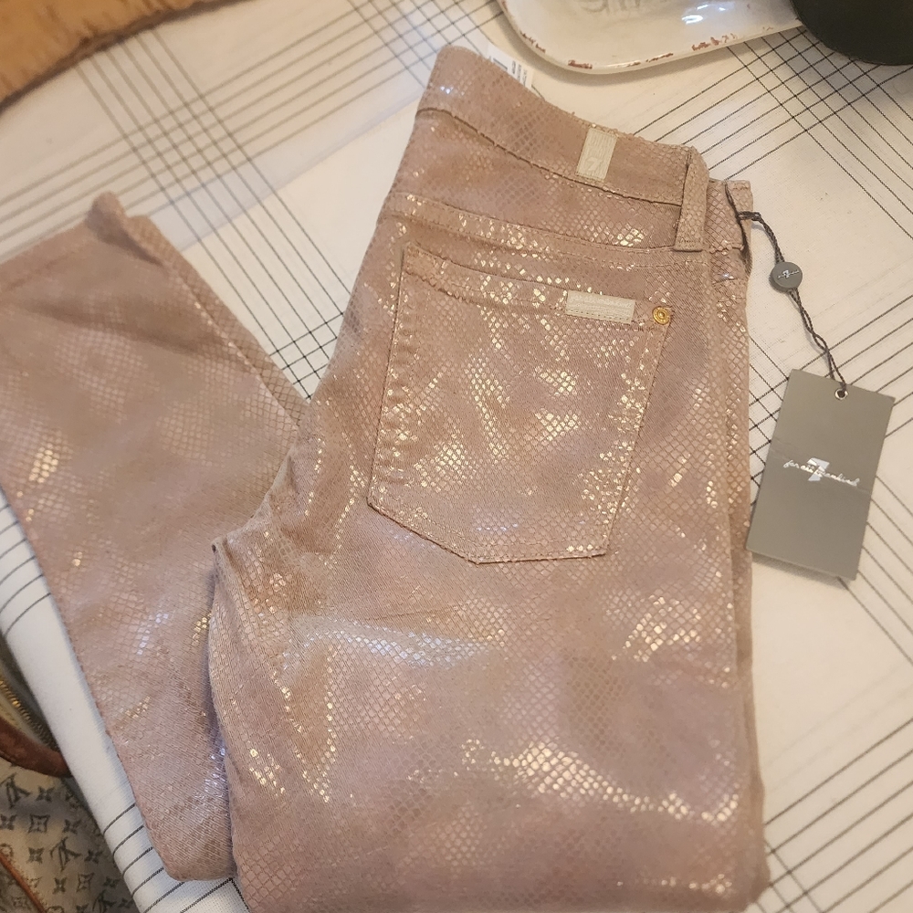 7 for All Mankind " The skinny High Gloss Snake Jeans"
